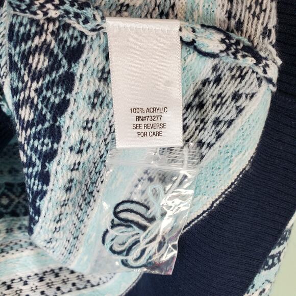 Croft & Barrow Womens Blue Fair Isle Button Long Sleeve Cardigan Sweater Size XL - Picture 4 of 5